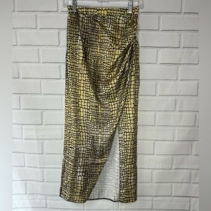 ASOS Croc Print Faux Wrap Satin Midi Skirt size 2